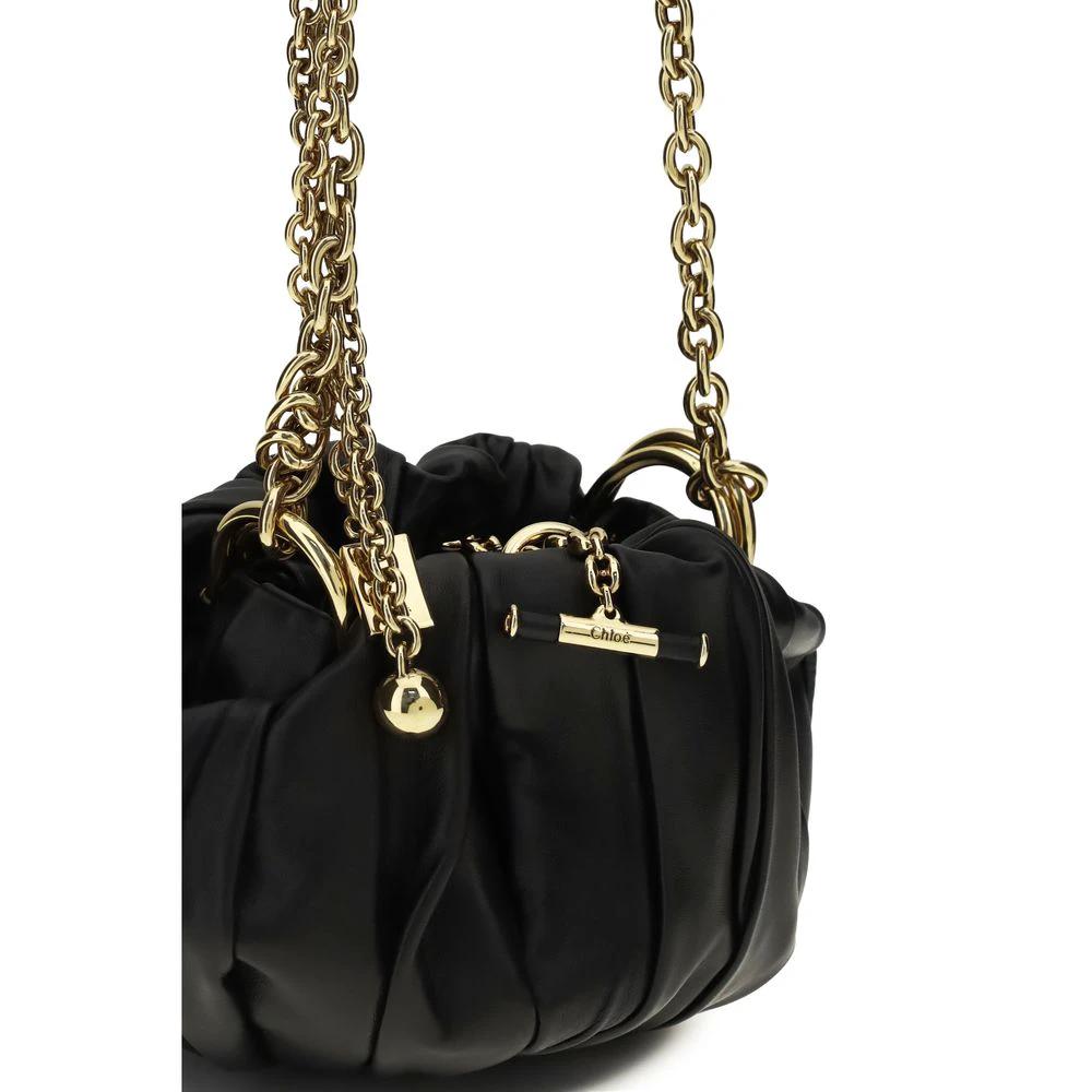 Women’s Black Pleated Leather Shoulder Bag – Chloé Plissé Chain Bag