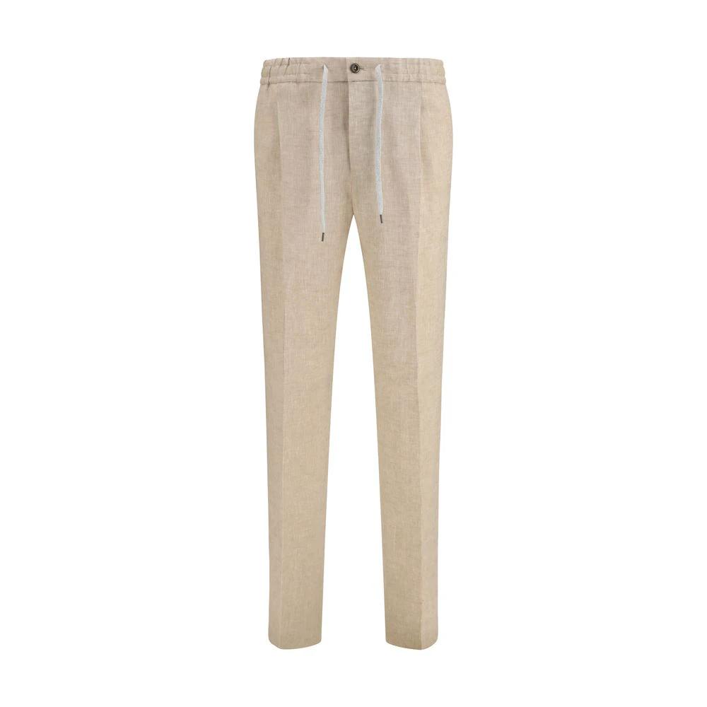 Pantalon décontracté en lin beige PT Torino