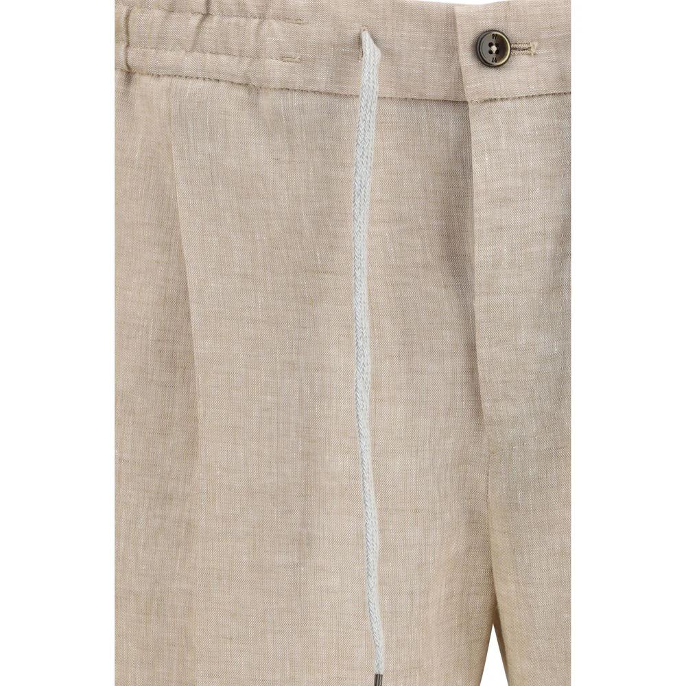 Pantalon décontracté en lin beige PT Torino
