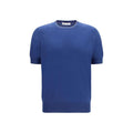 T-shirt bleu coton homme – Brunello Cucinelli col contrasté luxe SS26