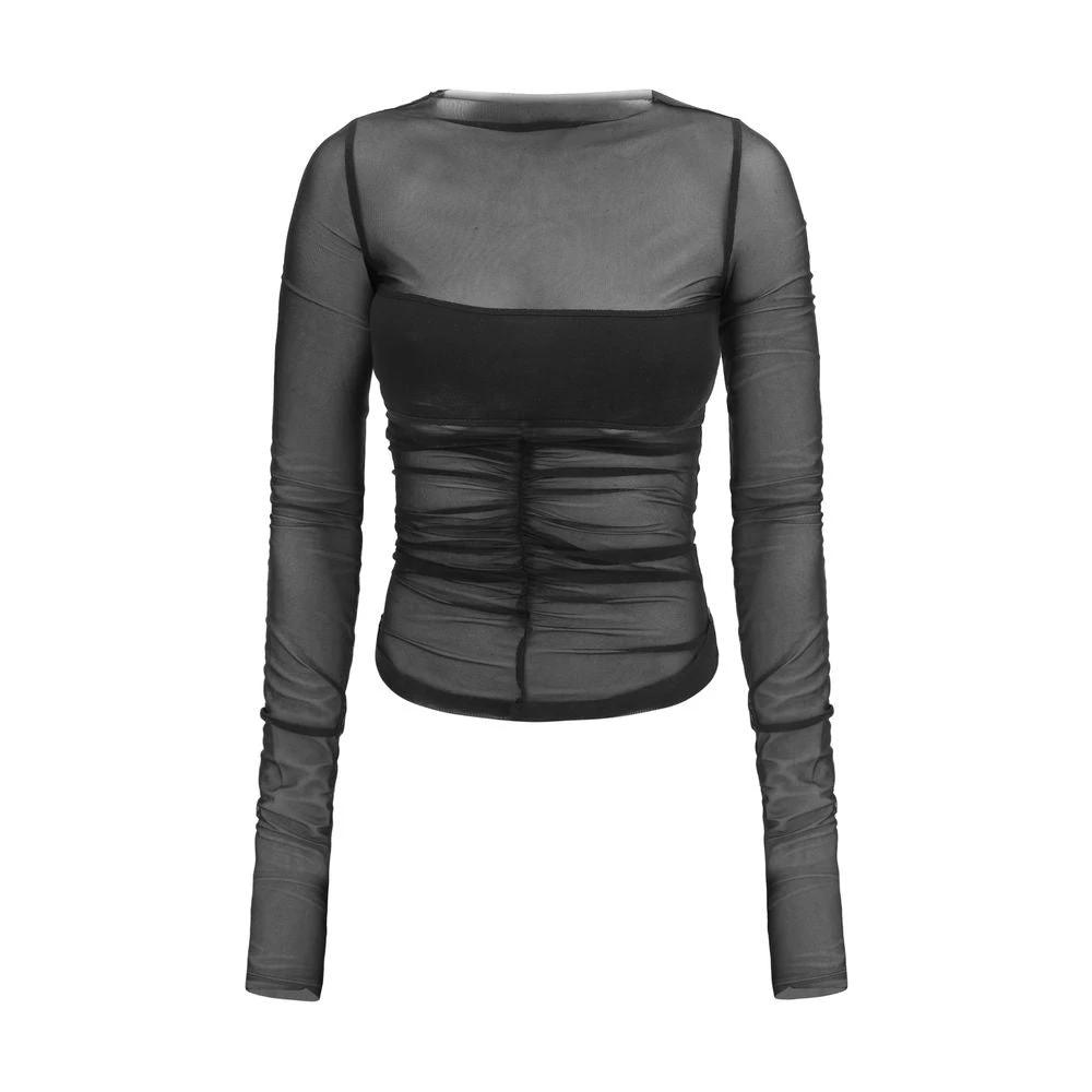 Women’s Black Sheer Bandeau Top – Rick Owens Tempio Tulle Shirt SS26