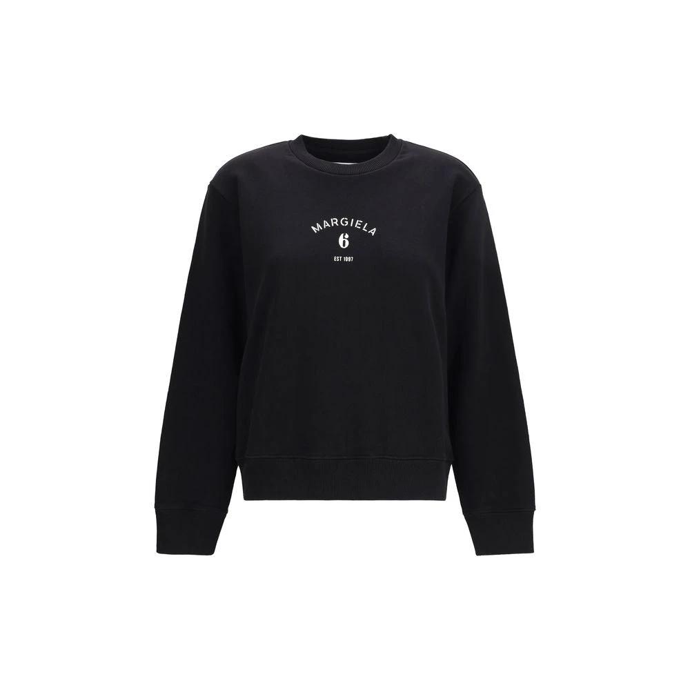 Women’s Black Cotton Sweatshirt – MM6 Maison Margiela Logo Crewneck SS26