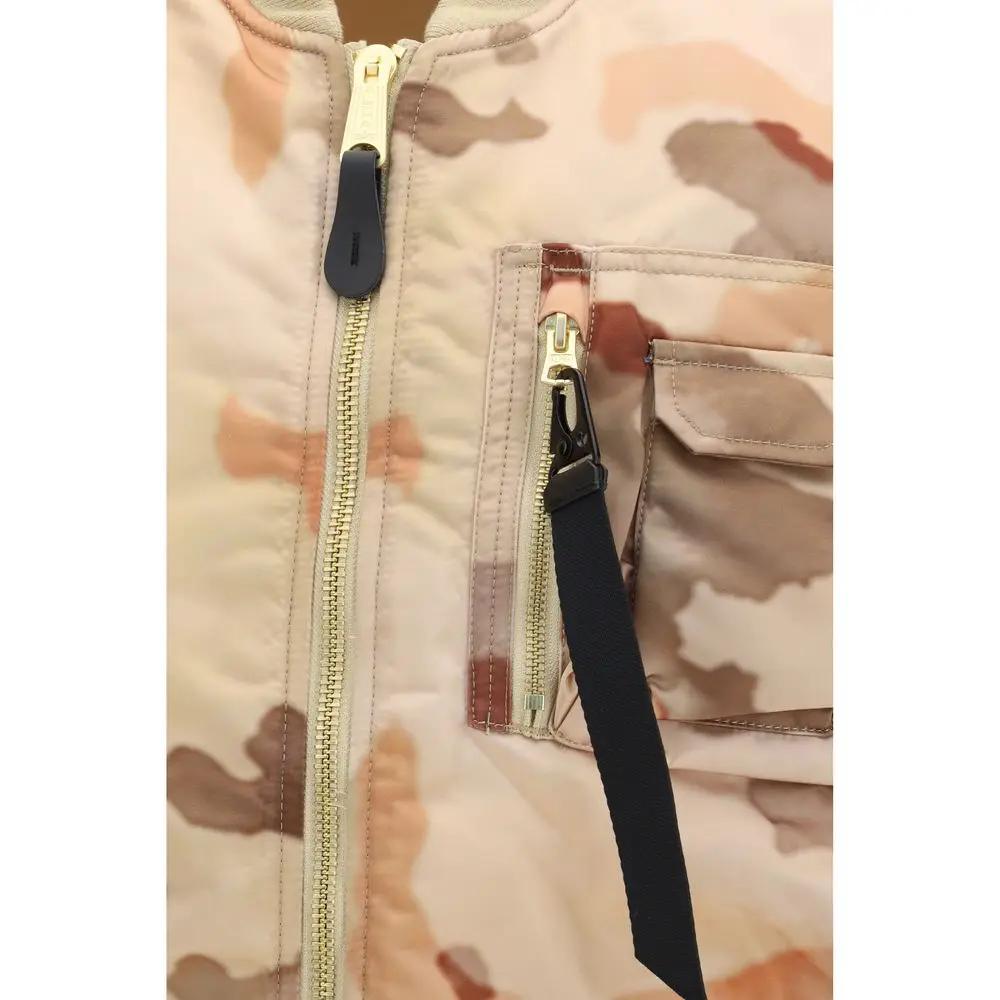 Blouson de motard en nylon beige ALPHA INDUSTRIES