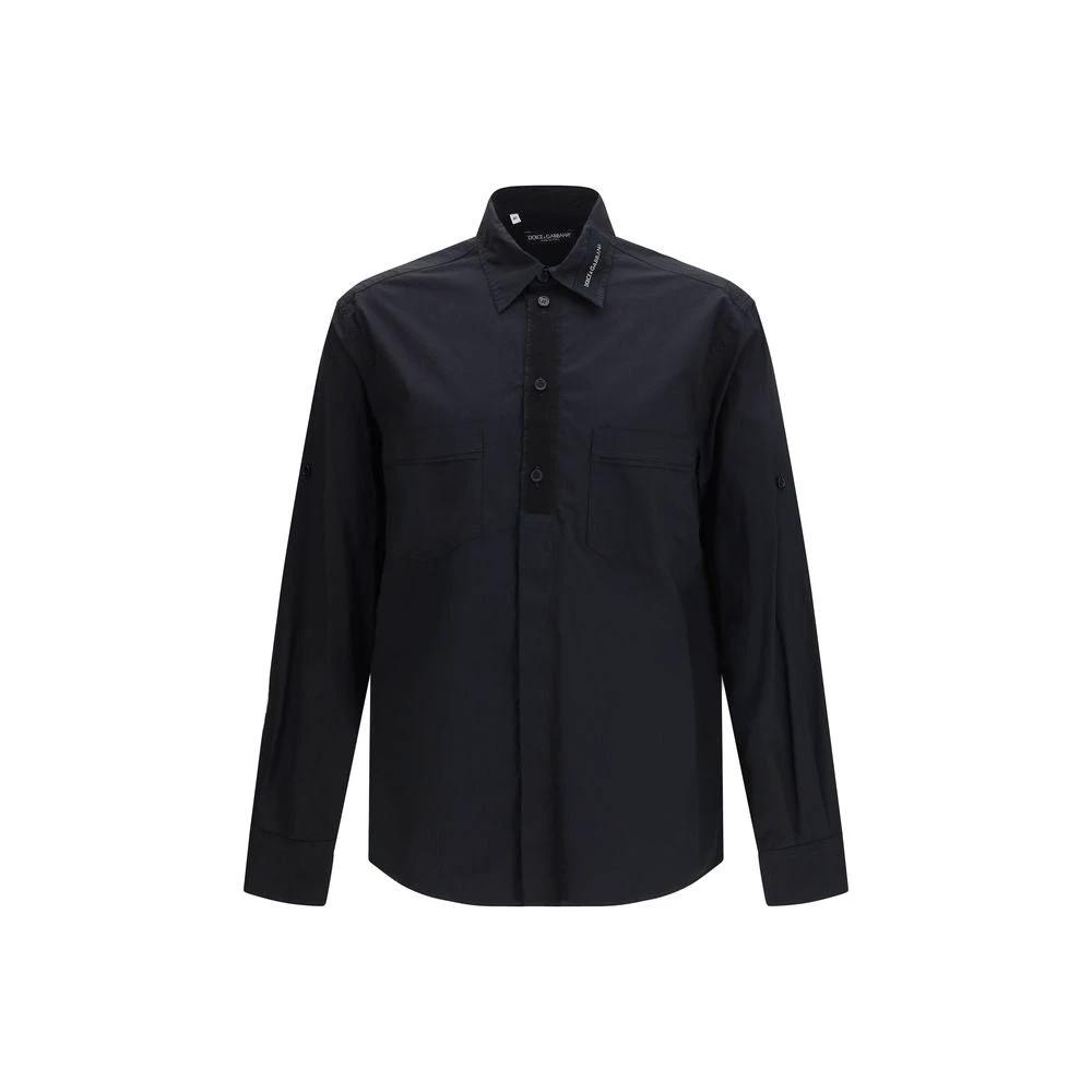 Men’s Black Cotton Shirt – Dolce & Gabbana Logo Pocket Designer Shirt SS26