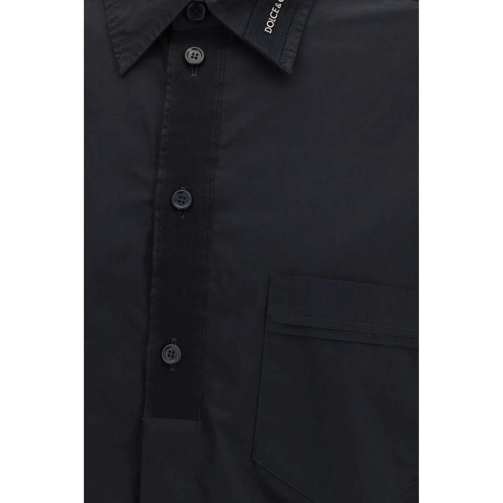 Men’s Black Cotton Shirt – Dolce & Gabbana Logo Pocket Designer Shirt SS26
