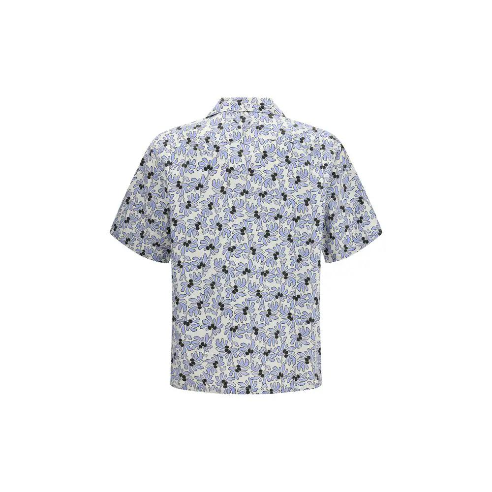 Men’s Floral Cotton Shirt – Prada Bowling Collar Silk Blend Designer Shirt SS26