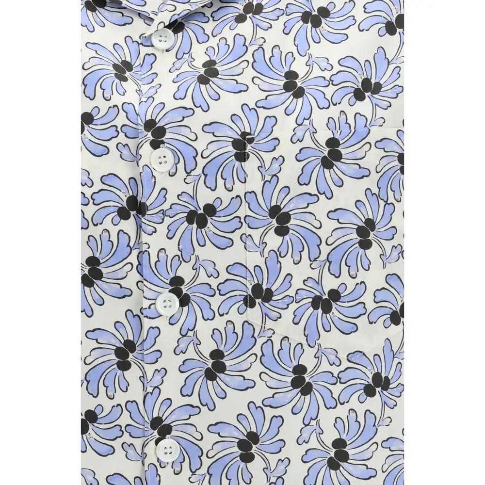 Men’s Floral Cotton Shirt – Prada Bowling Collar Silk Blend Designer Shirt SS26