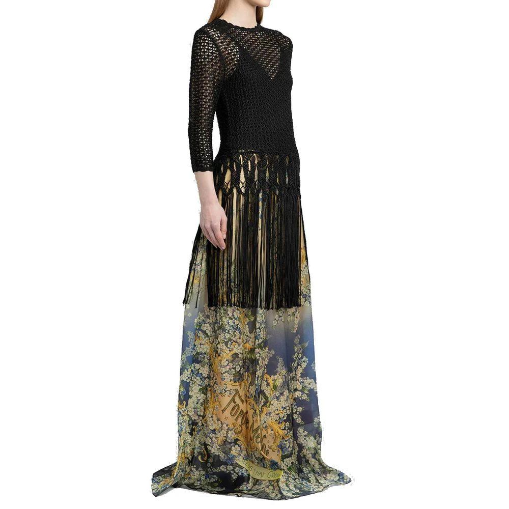 Women’s Black Viscose Dress – Zimmermann Fringe Detail Designer Dress