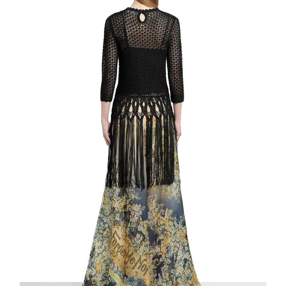 Women’s Black Viscose Dress – Zimmermann Fringe Detail Designer Dress
