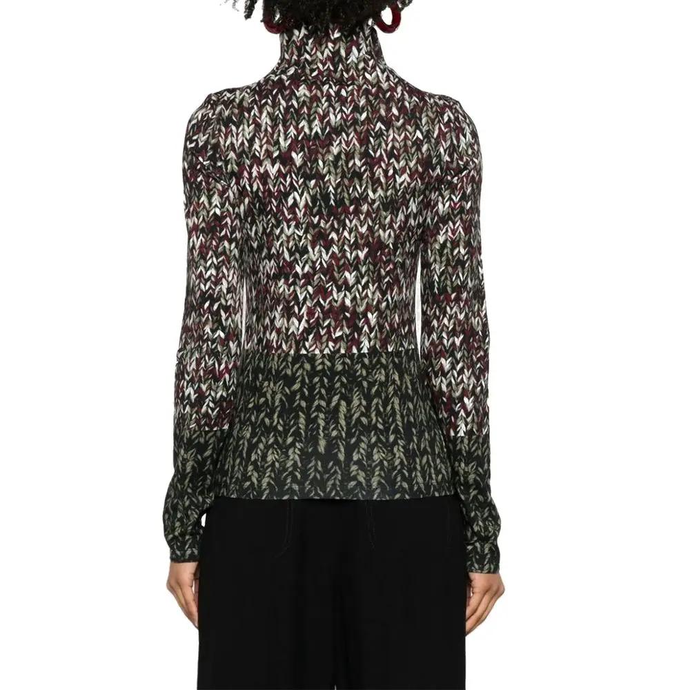 Women’s Bicolor Cotton T-Shirt – Loewe Anagram High Neck Long Sleeve Top