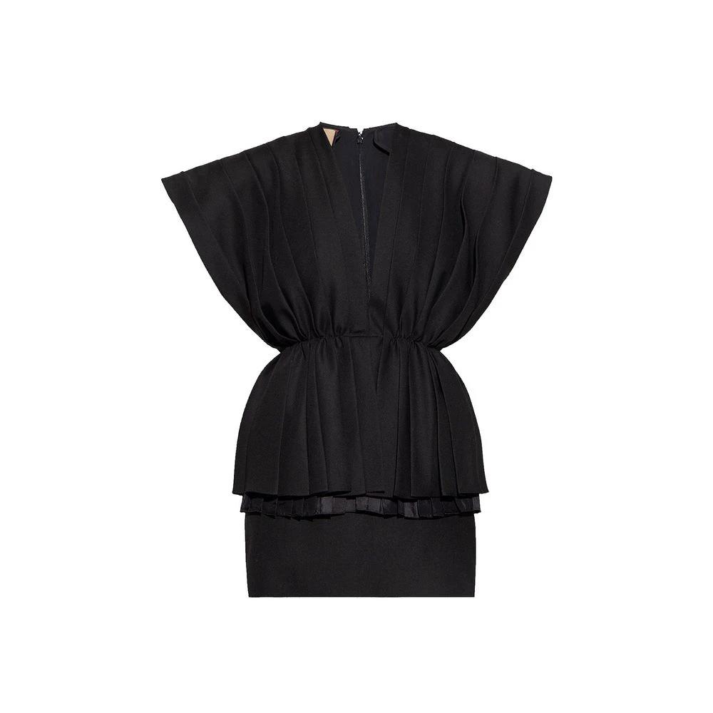 Robe noire en laine femme – Gucci robe élégante col V manches courtes