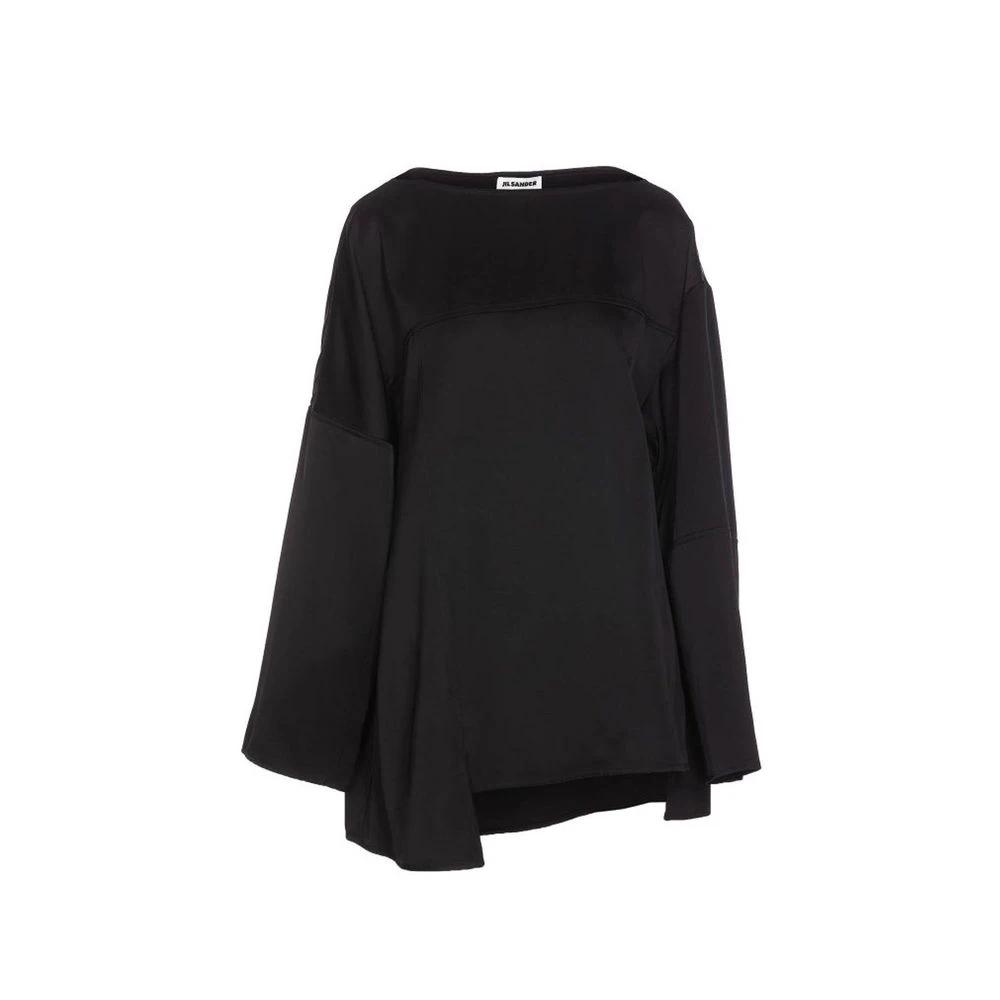 Blouse noire en soie femme – Jil Sander top asymétrique élégant