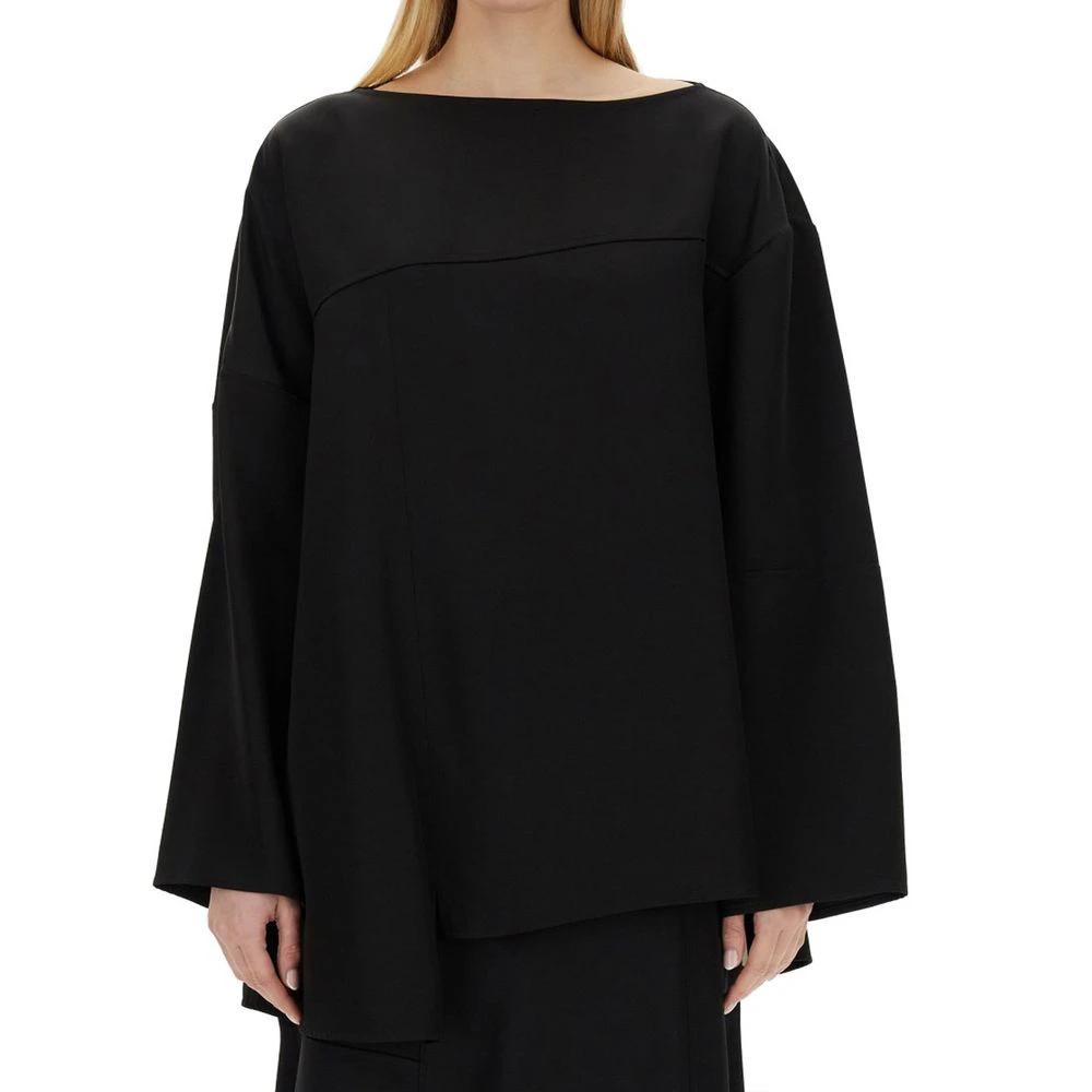 Blouse noire en soie femme – Jil Sander top asymétrique élégant