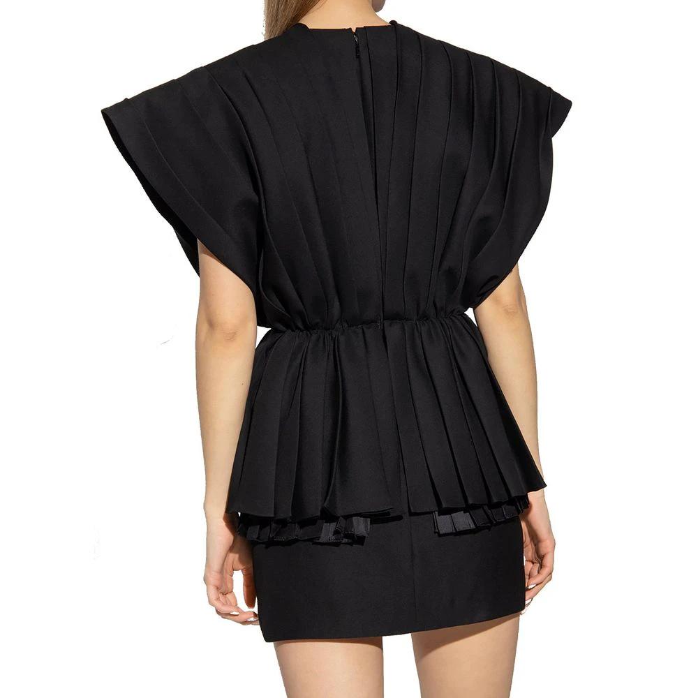 Robe noire en laine femme – Gucci robe élégante col V manches courtes