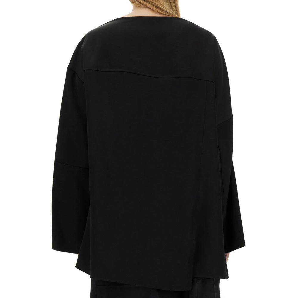 Blouse noire en soie femme – Jil Sander top asymétrique élégant