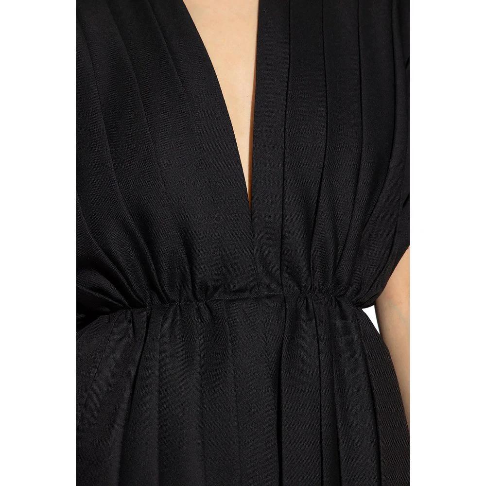 Robe noire en laine femme – Gucci robe élégante col V manches courtes