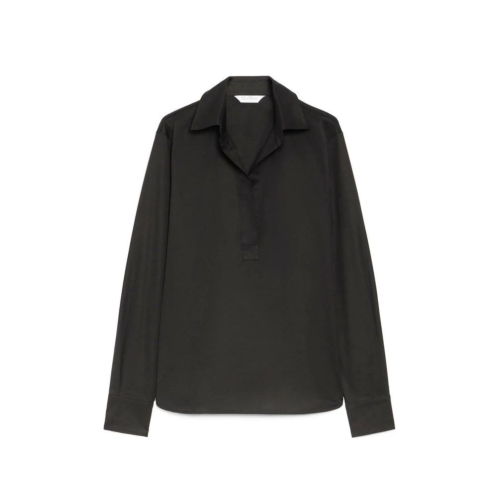 Chemise noire en coton femme – Max Mara coupe ample col V élégant