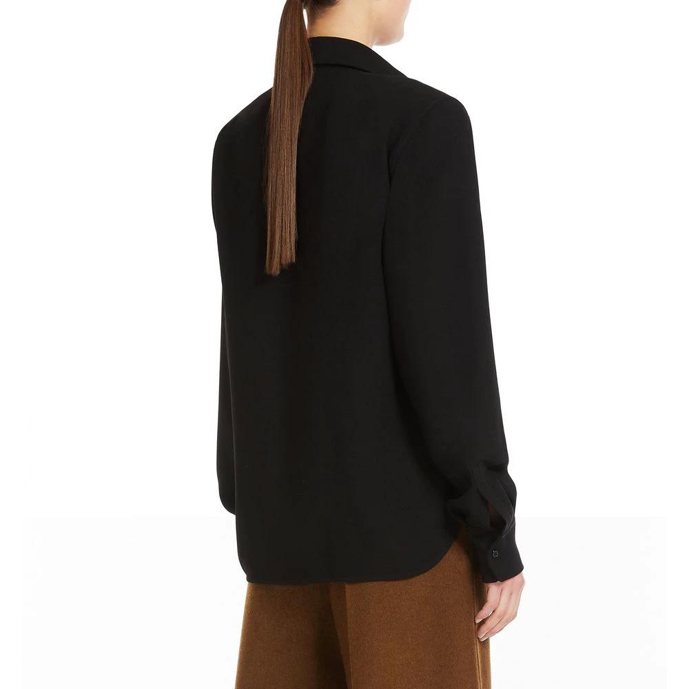 Chemise noire en coton femme – Max Mara coupe ample col V élégant