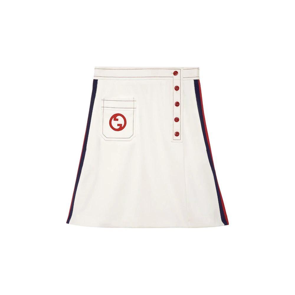 Jupe mini blanche femme – Gucci jupe contrastée design moderne