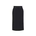 Women’s Black Virgin Wool Long Skirt – Fendi Logo Waist Designer Skirt