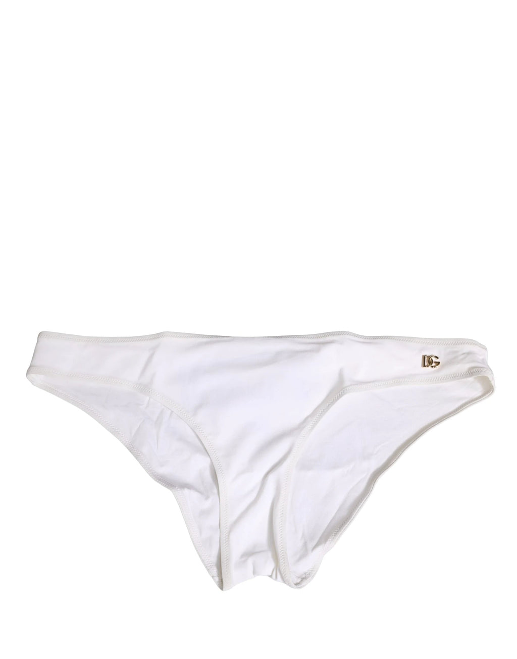 Bas de bikini Dolce & Gabbana blanc avec plaque logo DG