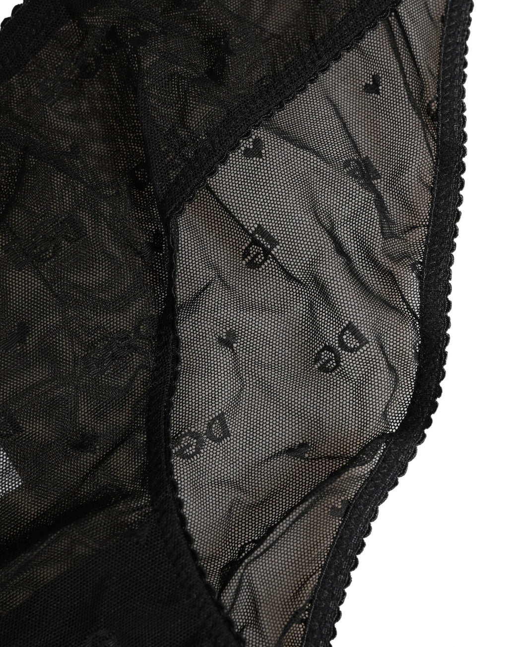Dolce & Gabbana Black Sheer Mesh Lace Logo Brief Panty Underwear