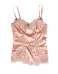 Dolce & Gabbana Débardeur Lingerie Nuit en Soie et Satin Dentelle Rose