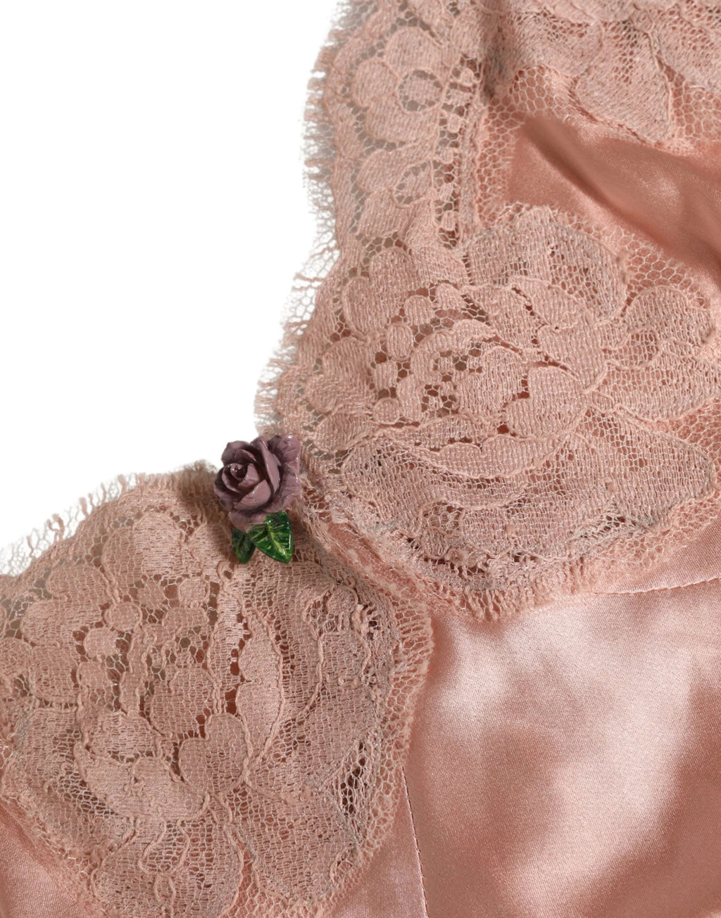 Dolce & Gabbana Débardeur Lingerie Nuit en Soie et Satin Dentelle Rose