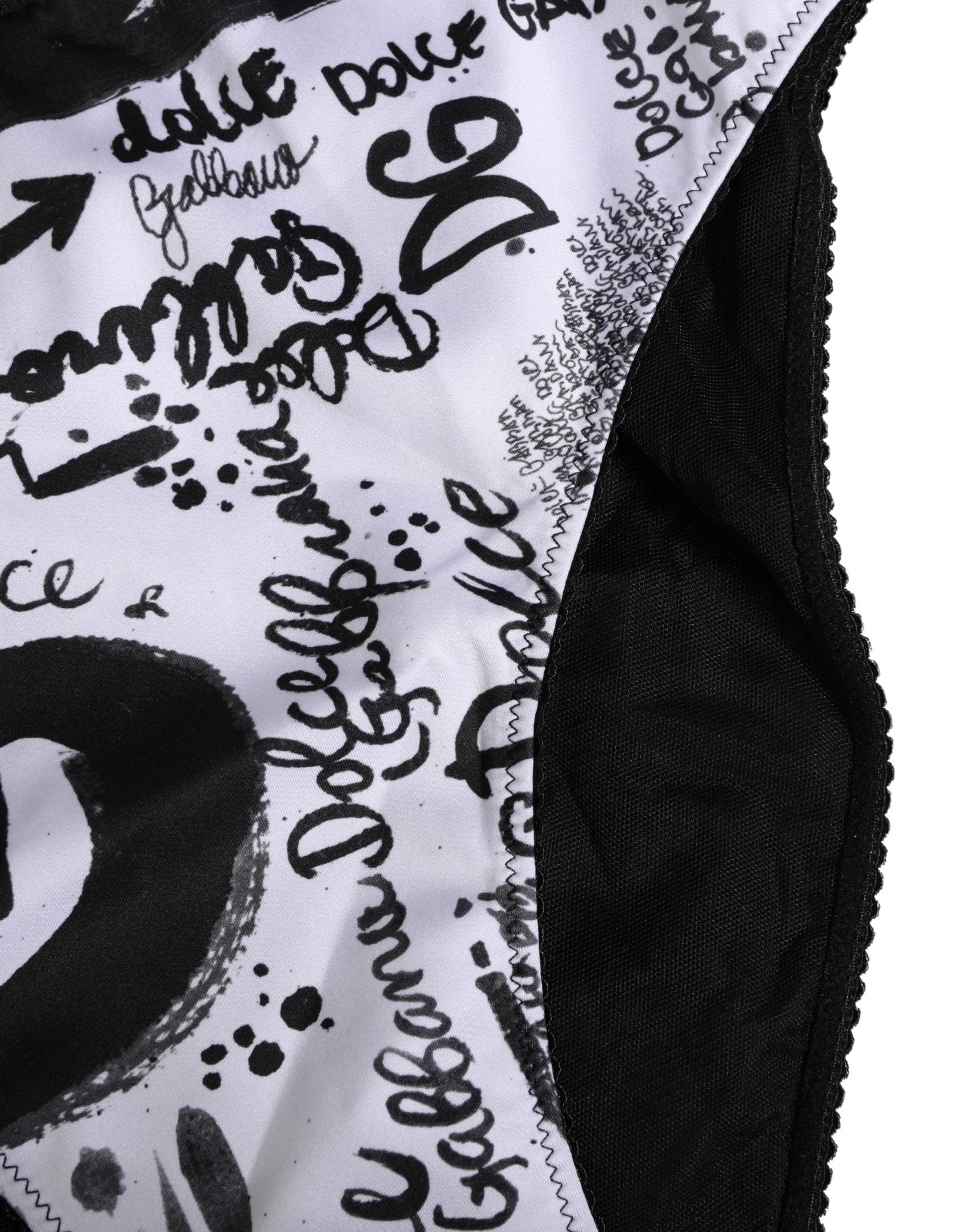 Dolce & Gabbana Black White Graphic Logo High Brief Underwear