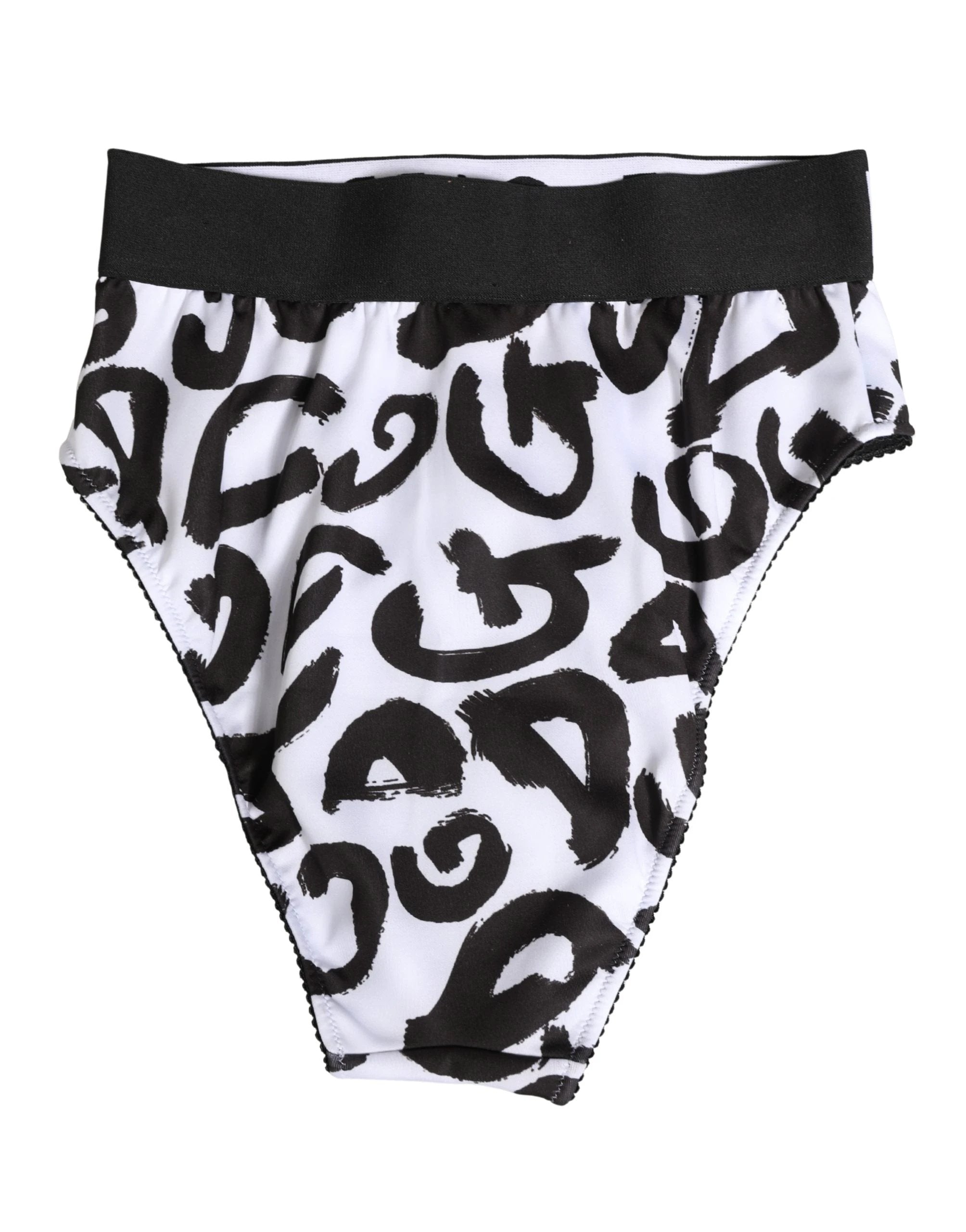 Sous-vêtements taille haute Dolce & Gabbana noirs et blancs à logo graphique