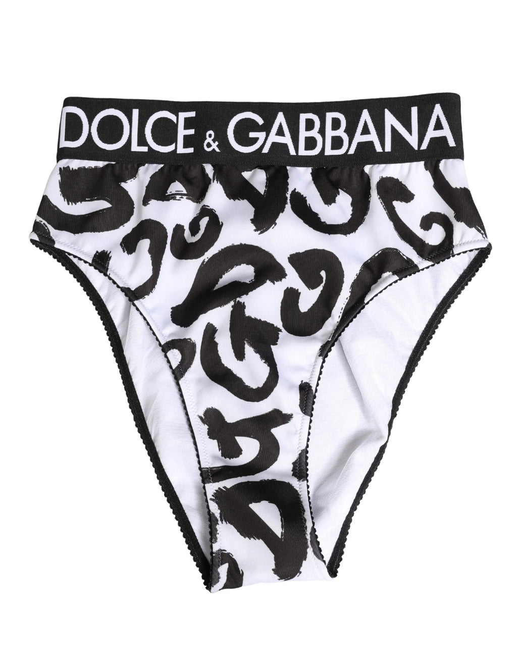 Sous-vêtements taille haute Dolce & Gabbana noirs et blancs à logo graphique