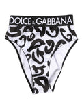 Sous-vêtements taille haute Dolce & Gabbana noirs et blancs à logo graphique