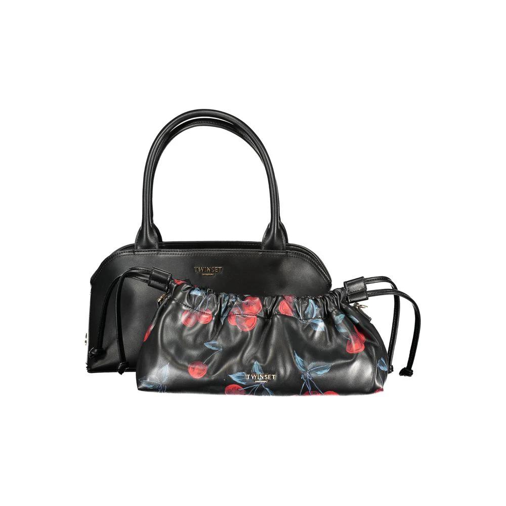 Women’s Black Handbag – Twinset Drawstring Logo Bag with Pouch