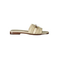 Women’s Beige Slides – Twinset Logo Slippers with Contrast Details