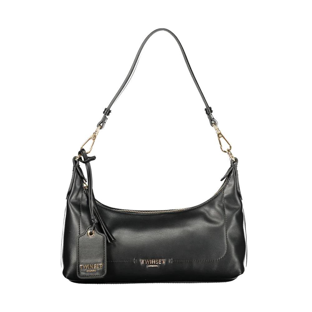 Women’s Black Handbag – Twinset Logo Zip Shoulder Bag