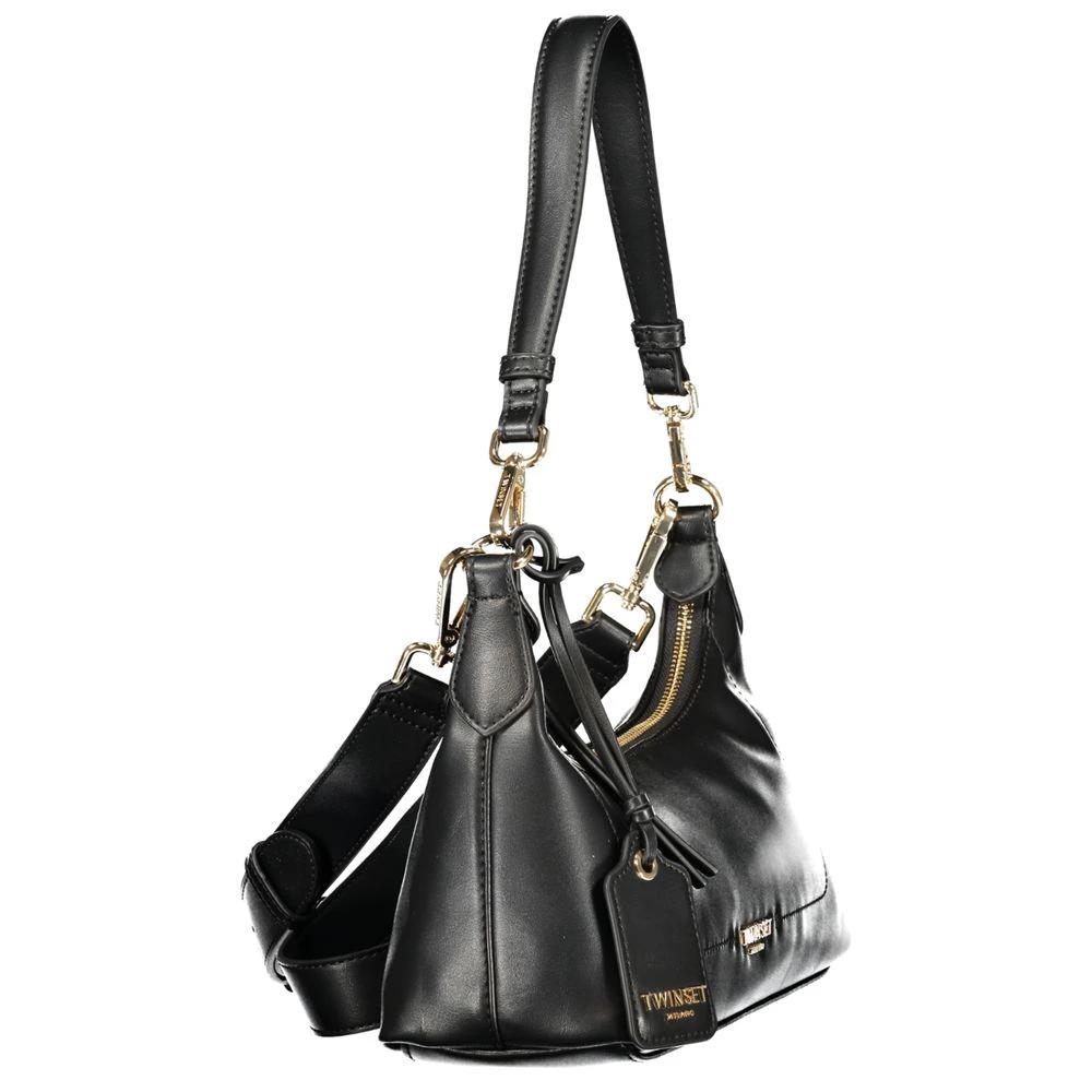 Women’s Black Handbag – Twinset Logo Zip Shoulder Bag