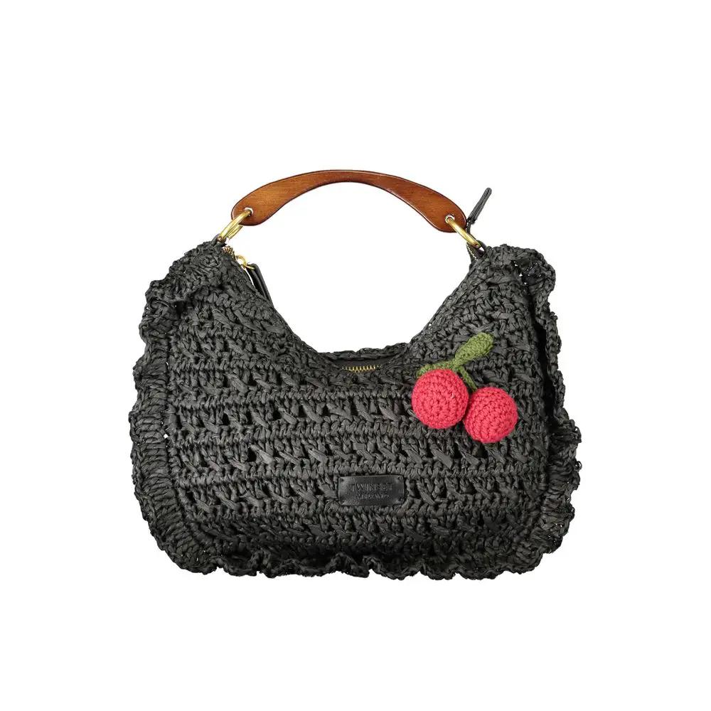 Women’s Black Handbag – Twinset Logo Zip Shoulder Bag