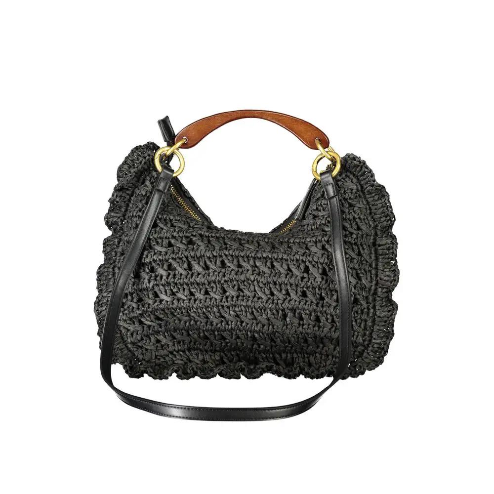 Women’s Black Handbag – Twinset Logo Zip Shoulder Bag