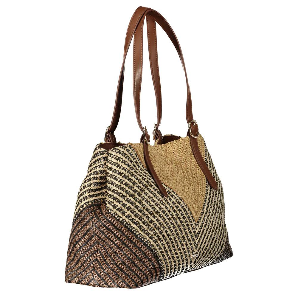 Sac marron femme – Twinset sac épaule logo fermeture pression