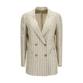 Women’s Beige Linen Blazer – Blazé Milano Double-Breasted Pinstripe Blazer SS26