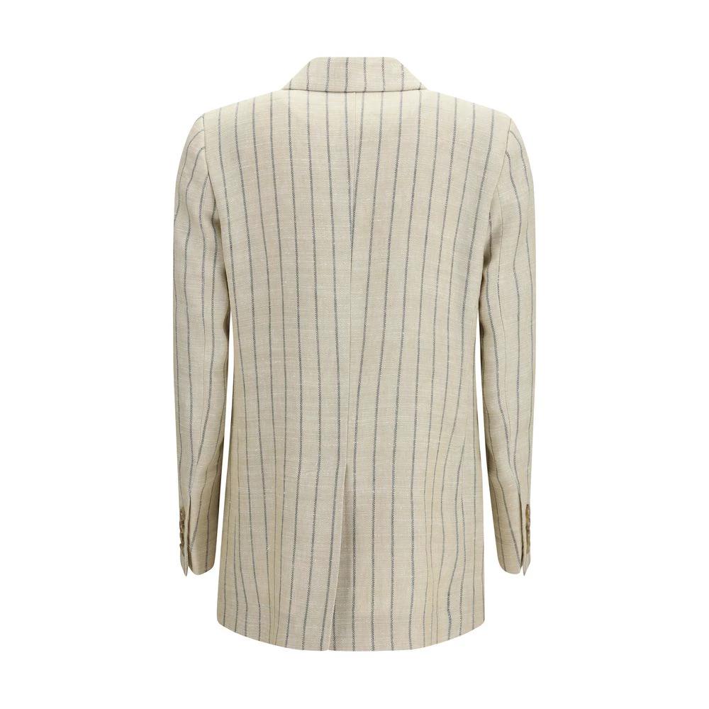 Blazer beige femme – Blazé Milano blazer croisé lin rayures SS26