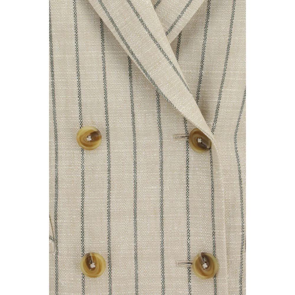 Blazer beige femme – Blazé Milano blazer croisé lin rayures SS26