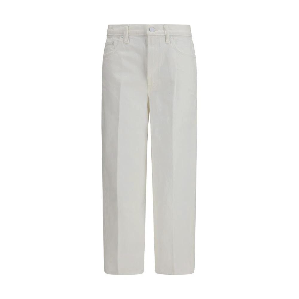 Jean bootcut blanc en coton Mother Denim
