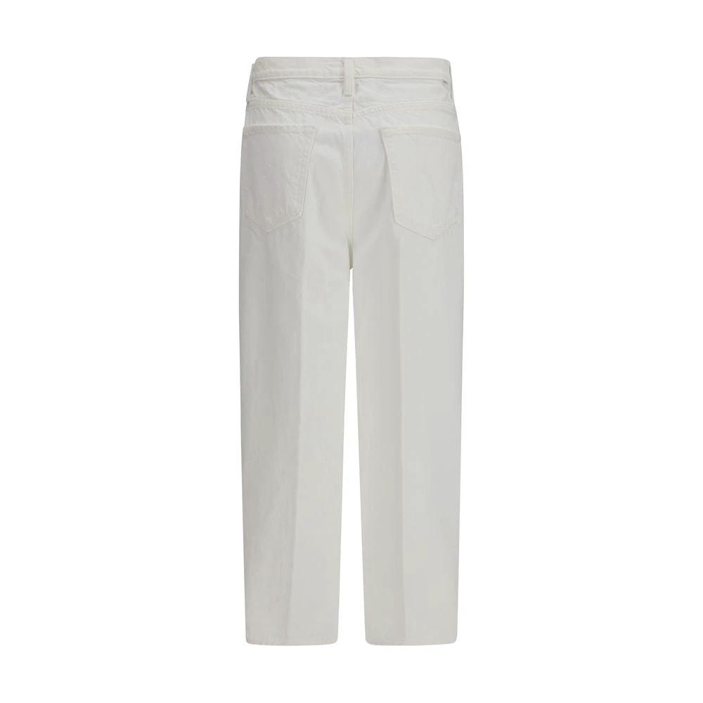 Jean bootcut blanc en coton Mother Denim