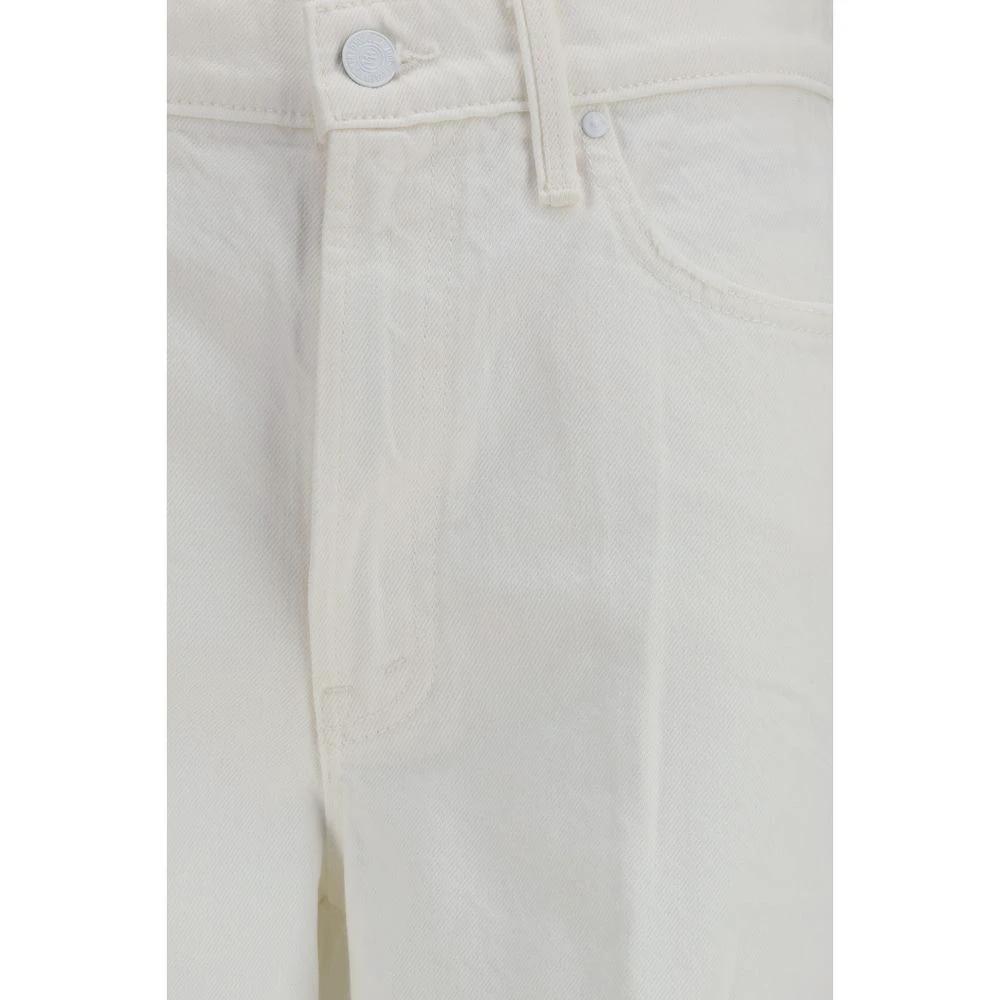 Jean bootcut blanc en coton Mother Denim