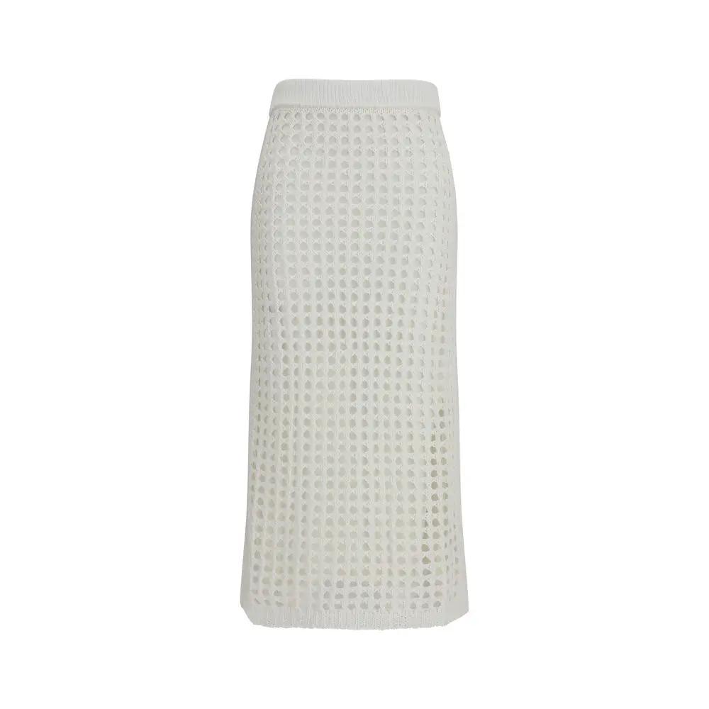 Jupe Midi Max Mara en Coton Blanc Pur