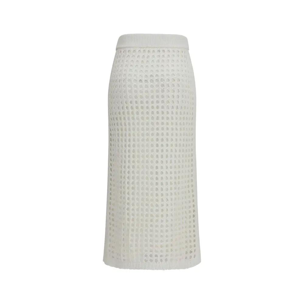 Jupe Midi Max Mara en Coton Blanc Pur