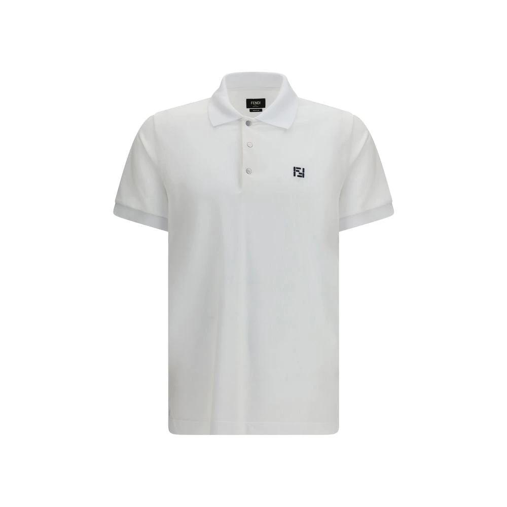 Men’s White Cotton Polo Shirt – Fendi FF Logo Piqué Polo SS26