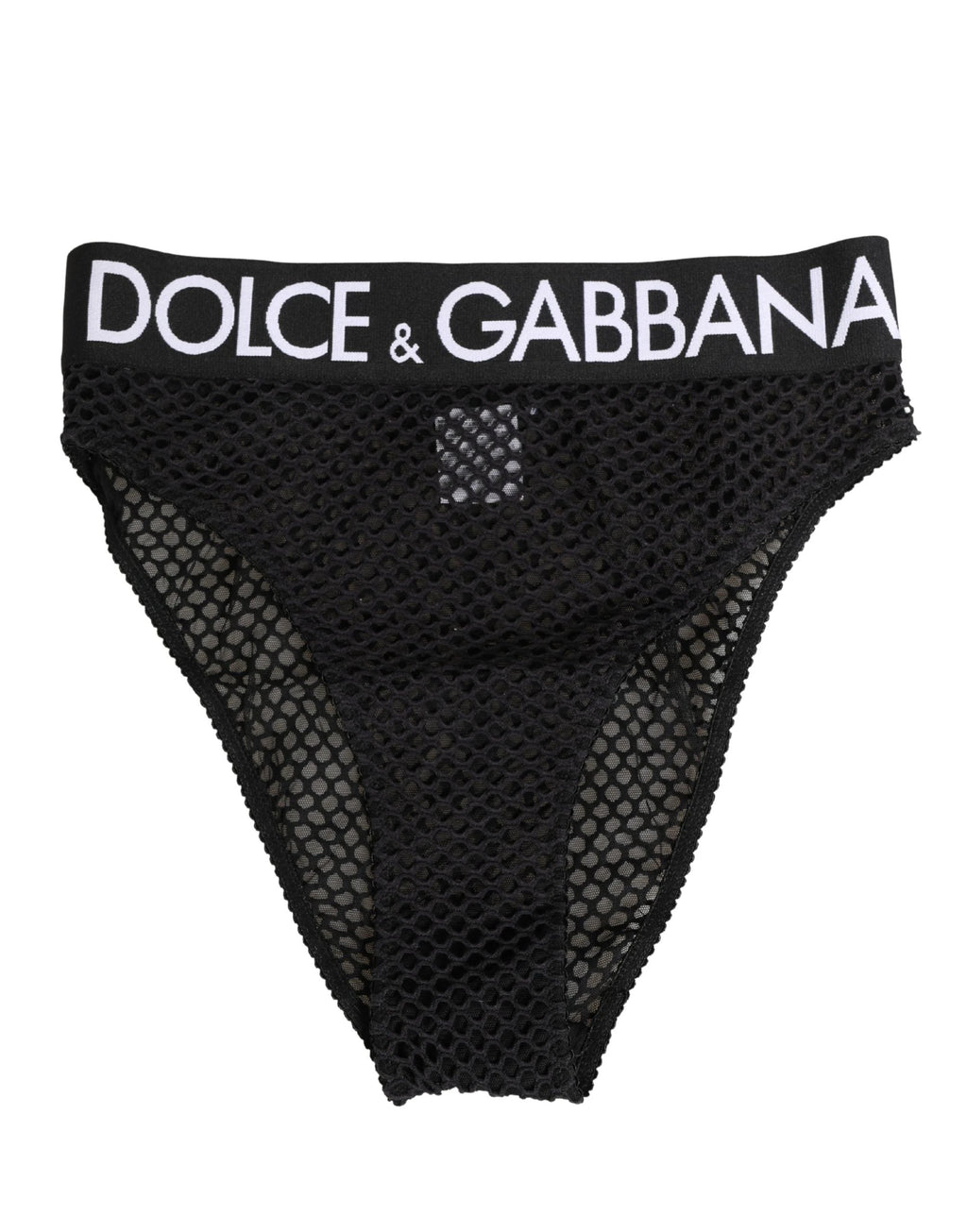 Sous-vêtement culotte haute en maille de coton noire Dolce & Gabbana