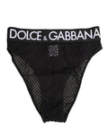 Sous-vêtement culotte haute en maille de coton noire Dolce & Gabbana